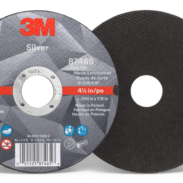 3M 7100139228 Abrasive Cut-Off Wheel, 4-1/2 in Dia Wheel x 0.045 in THK Wheel, 7/8 in Center Hole, Ceramic Abrasive