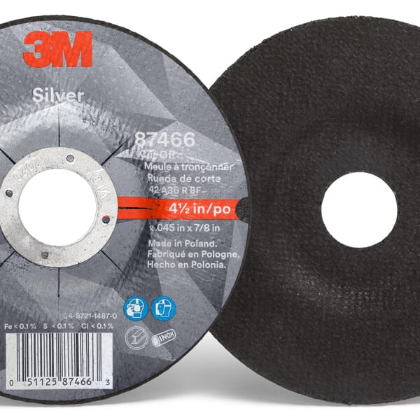 3M 7100139230 Type 27 Cut-Off Wheel, 4-1/2 in Dia Wheel x 0.045 in THK Wheel, 7/8 in Center Hole, Ceramic Grain Abrasive