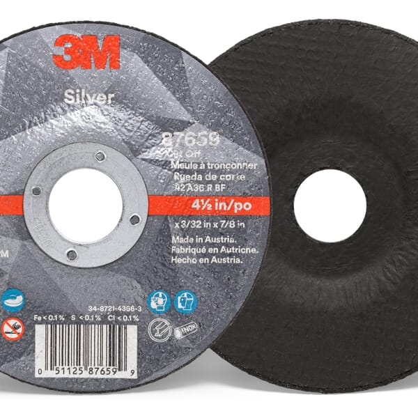 3M 7100141055 Type 27 Cut-Off Wheel, 4-1/2 in Dia Wheel x 0.093 in THK Wheel, 7/8 in Center Hole, Ceramic Grain Abrasive
