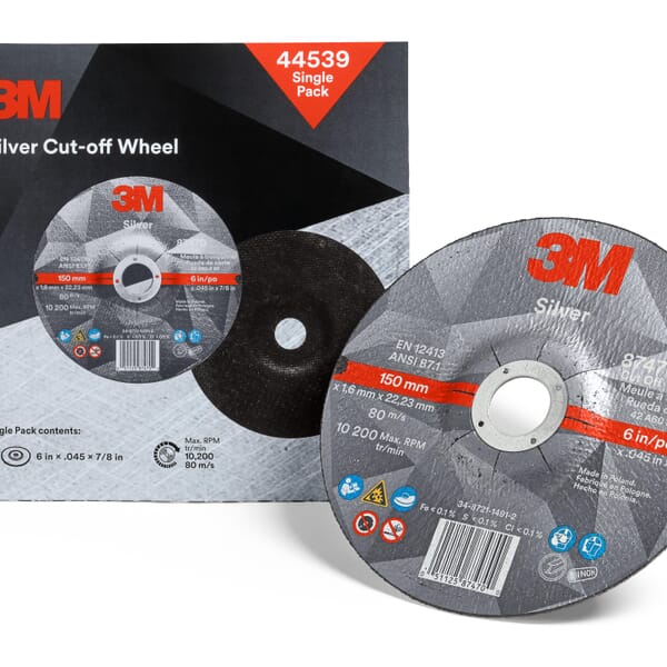 3M 7100147338 Type 27 Cut-Off Wheel, 6 in Dia Wheel x 0.045 in THK Wheel, 7/8 in Center Hole, Ceramic Grain Abrasive
