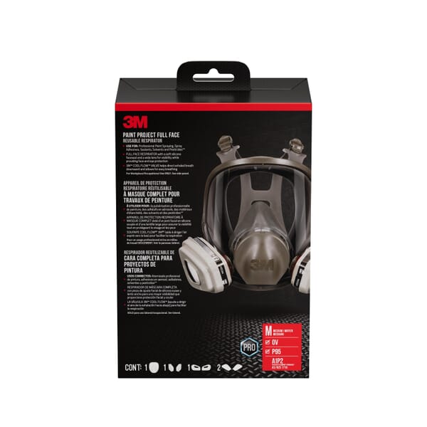 3M 7100153583 Full Face Paint Project Respirator, M, Resists: Solid and Liquid Aerosols and Organic Vapors