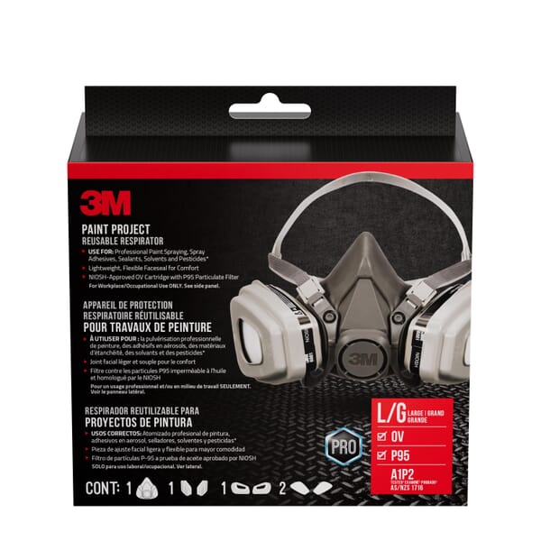 3M 7100159322 Dual Cartridge Paint Projector Respirator, Resists: Solid and Liquid Aerosols