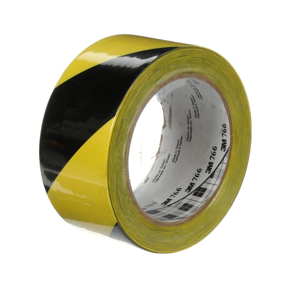 3M 7100170131 766 Tape, 36 yd L 2 in W, Black/Yellow, Vinyl