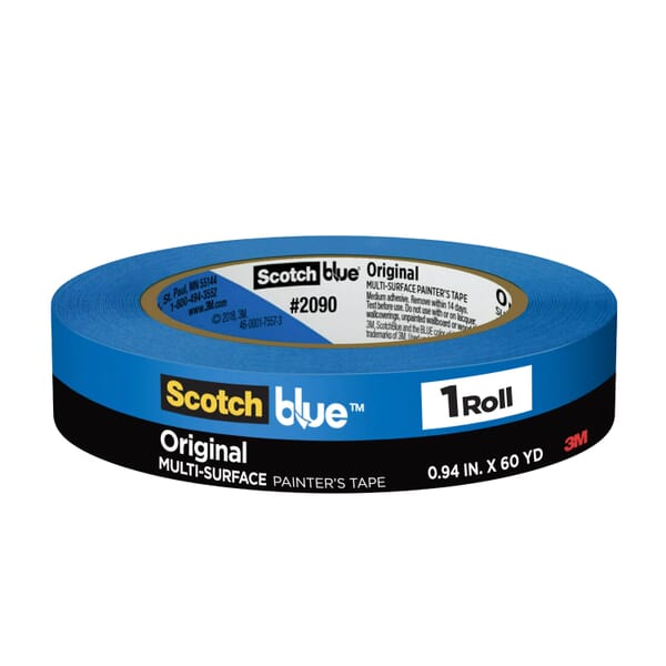 ScotchBlue 7100186979 2090 Original Tape, 60 yd L 0.94 in W, Acrylic Adhesive, Crepe Paper Backing