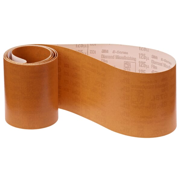 3M 7010508930 Diamond Microfinishing Film Belt, 2 in W 72 in L, 20 micron Grit, Diamond Abrasive, Polyester Film Backing