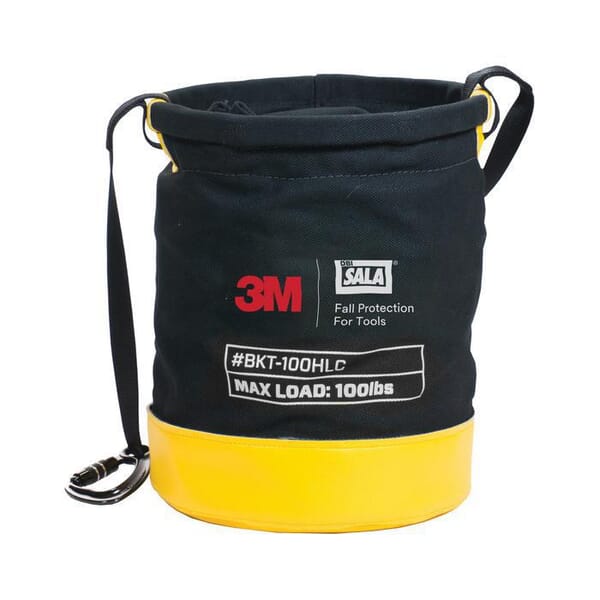 3M DBI-SALA Fall Protection 1500134 Python Safety Hook and Loop Safe Bucket, 100 lb Load, Duck Canvas, Black/Yellow, For Use With Small Parts and Tools