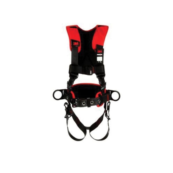 3M Protecta Fall Protection 7100184544 Positioning Harness, 420 lb Load, Polyester Strap, Tongue Leg Strap Buckle, Pass-Thru Chest Strap Buckle, Steel Hardware, Black