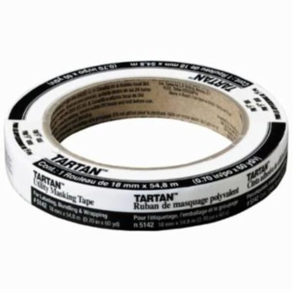 Tartan 7000122516 Utility-Grade Adhesive Tape, 60 yd L x 0.7 in W, Plastic, Rubber Adhesive, Crepe Paper Backing