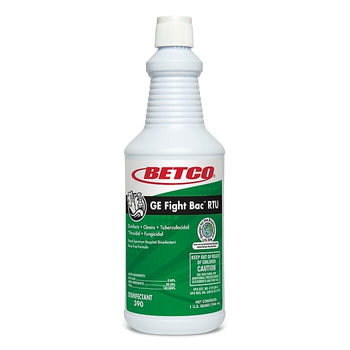 GE Fight Bac RTU Disinfectant – EPA List N, Kills COVID-19 in 3-5 Min, Citric Acid Formula, Food Contact Safe, 12-Pack (32 oz Bottles)