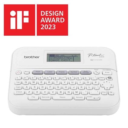 Brother P-touch PT-D410 Label Printer – 3/4" (18mm) Labels, USB Connectable, QWERTY Keyboard, 180 dpi, 15 Fonts/700+ Symbols, 50 Memory Slots (PTD400AD)