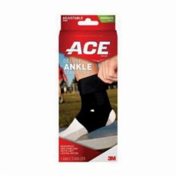 ACE 7100098855 Reusable Deluxe Ankle Brace, Adjustable, Black