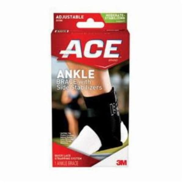 ACE 7010378920 Reusable Ankle Support, Adjustable, Terry Cotton, Black