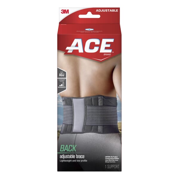 ACE 7010314383 Adjustable Back Brace, Adjustable, Black/Gray