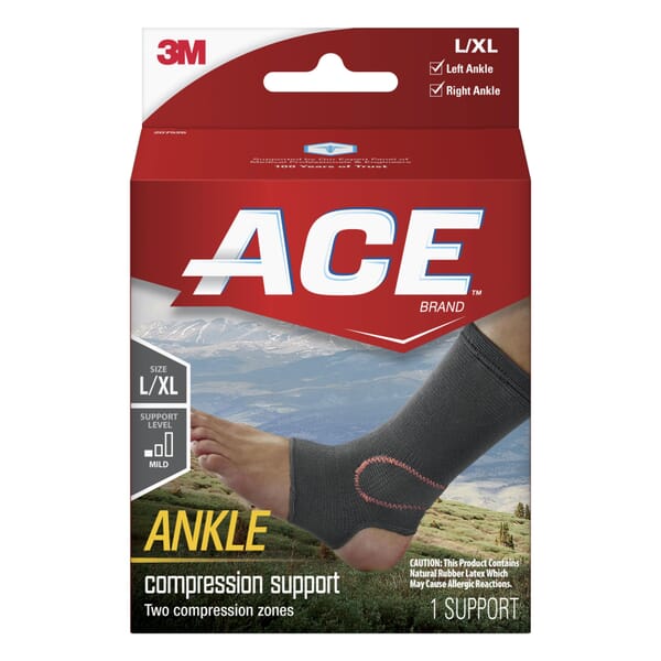 ACE 7100114327 Reusable Ankle Support, L to XL, Neoprene Blend, Black