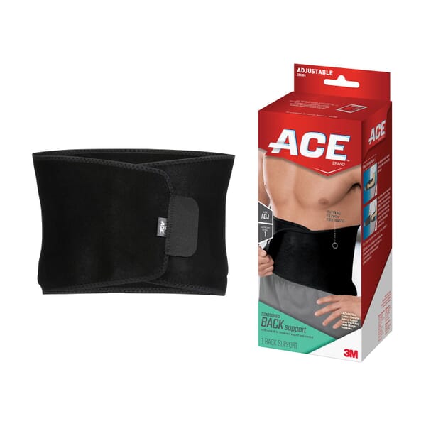 ACE 7010292860 Adjustable Contoured Back Support, Adjustable, Black