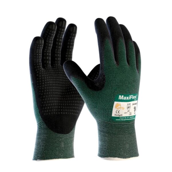 ATG MaxiFlex Cut High Performance Unisex Cut Resistant Gloves, L, Nitrile with MicroFoam Grip Coating, Engineered Yarn, Continuous Knit Wrist Cuff, Resists: Abrasion, Cut, Puncture and Tear, ANSI Cut-Resistance Level: A2