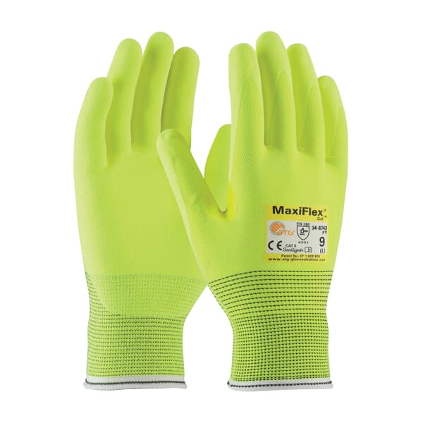ATG MaxiFlex Cut Unisex Cut Resistant Gloves, MicroFoam/Nitrile Coating, Continuous Knit Wrist Cuff, Resists: Abrasion, Cut, Puncture and Tear, ANSI Cut-Resistance Level: A2