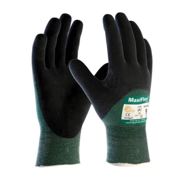 ATG MaxiFlex Cut Cut Resistant Gloves, L, MicroFoam/Nitrile Coating, Engineered Yarn, Continuous Knit Wrist Cuff, Resists: Abrasion, Cut, Puncture and Tear, ANSI Cut-Resistance Level: A2