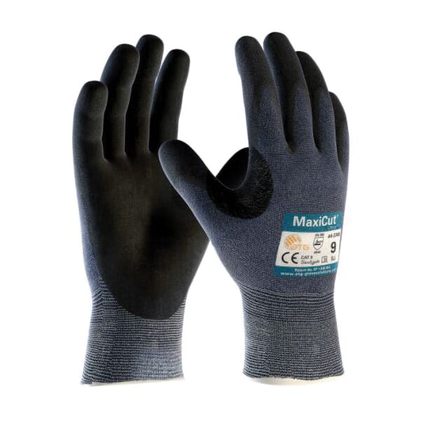 ATG 44-3745 MaxiCut Ultra High Performance Unisex Cut Resistant Gloves, ATG MaxiCut Ultra High Performance Unisex Cut Resistant Gloves, Nitrile with MicroFoam Grip Coating, Engineered Yarn/Fiber, Continuous Knit Wrist Cuff, Resists: Abrasion, Cut, Puncture and Tear, ANSI Cut-Resistance Level: A3