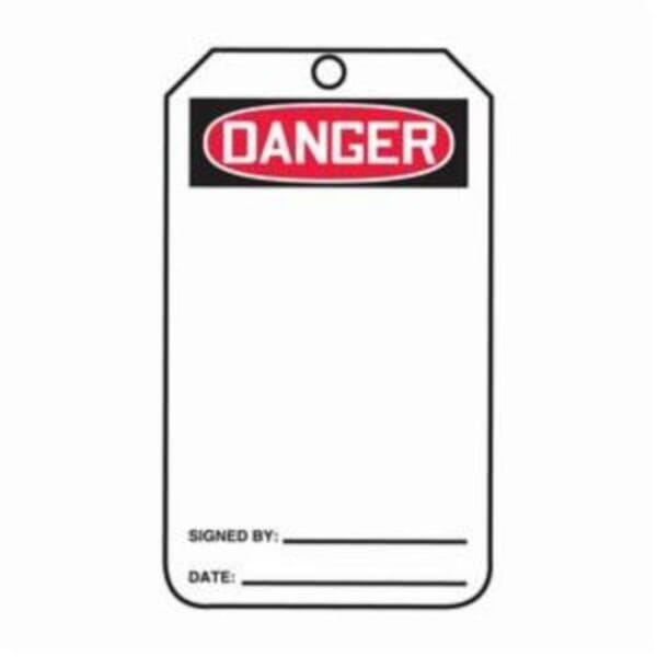 Accuform MDT260CTP Safety Tag, 5-3/4 in H x 3-1/4 in W, Black/Red/White, 3/8 in Hole, Cardstock