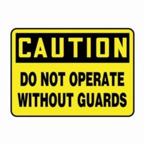 Accuform MEQC720VP Caution Sign, CAUTION, 7 in H x 10 in W, Black on Yellow, Plastic, Fastened Mount