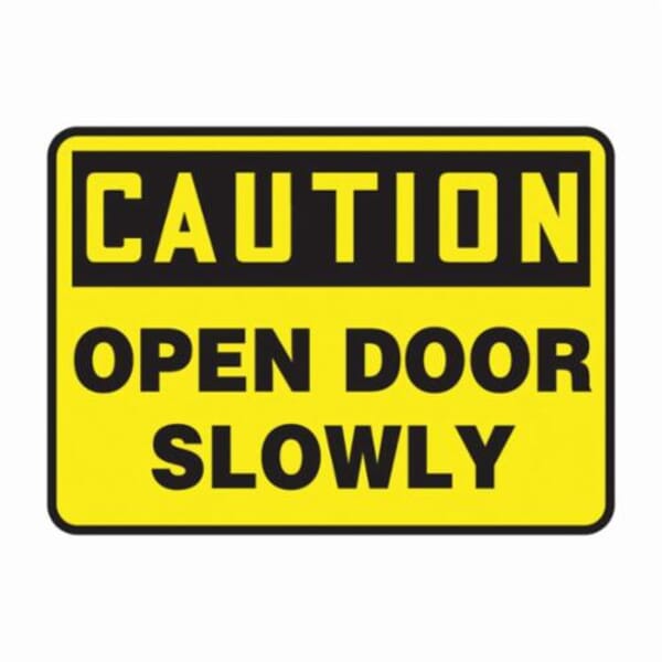 Accuform MABR603VP Semi-Flexible Caution Sign, CAUTION, 7 in H x 10 in W, Black on Yellow Sign/Yellow on Black Header, Plastic, Through Hole Mount