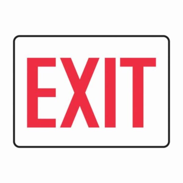 Accuform MADC531VA Rectangle Exit Sign, 7 in H x 10 in W, Red on White, Aluminum, Surface Mount