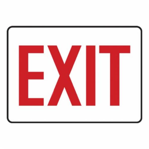 Accuform MADC531VP Rectangle Exit Sign, 7 in H x 10 in W, Red on White, Plastic, Surface Mount