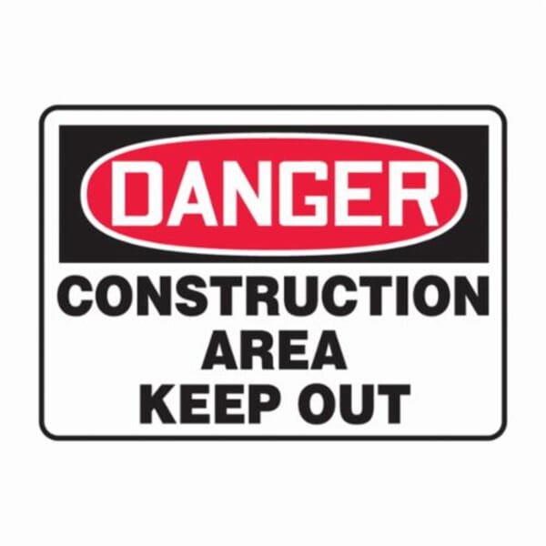 Accuform MCRT101VP Semi-Flexible Danger Sign, DANGER, 7 in H x 10 in W, Black on White Sign/White on Black/Red Header, Plastic, Fastened Mount