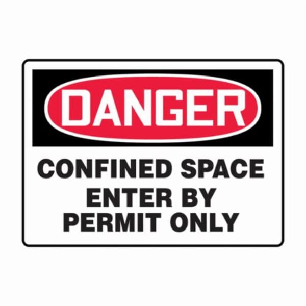Accuform MCSP134VA Danger Sign, DANGER, 10 in H x 14 in W, Red/Black on White, Aluminum, Fastened Mount