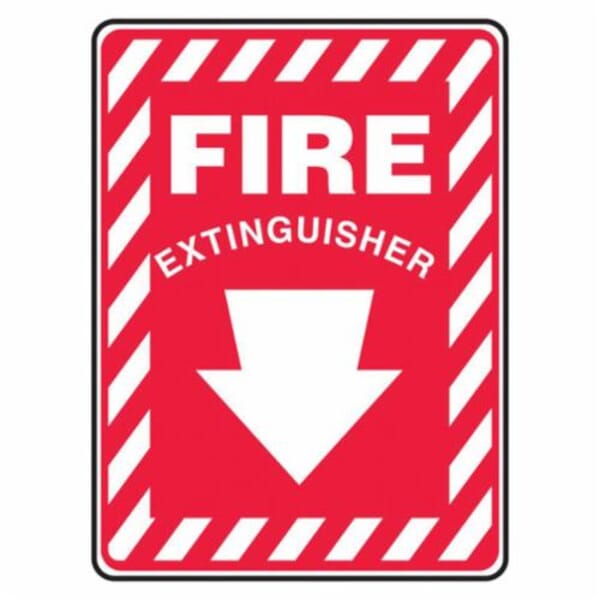 Accuform MFXG417VP Moisture-Resistant Fire Extinguisher Sign, 10 in H x 7 in W, White/Red, Plastic, Surface Mount