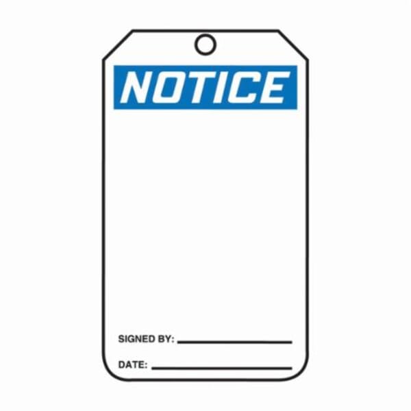 Accuform MNT101PTP Safety Tag, 5-3/4 in H x 3-1/4 in W, Blue/White, Plastic