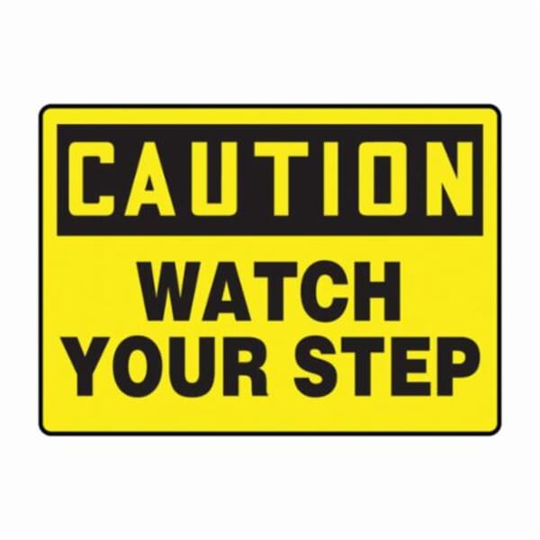 Accuform MSTF645VP Semi-Flexible Caution Sign, CAUTION, 7 in H x 10 in W, Black on Yellow, Plastic, Fastened Mount