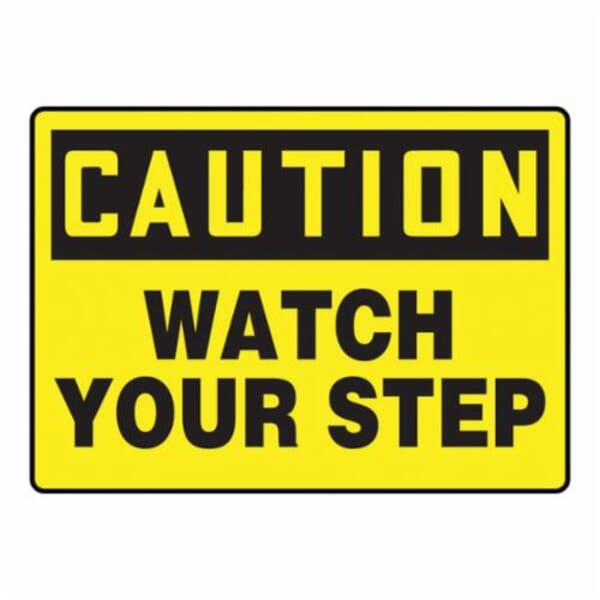 Accuform MSTF645VS Moisture-Resistant Caution Sign, CAUTION, 7 in H x 10 in W, Black on Yellow, Adhesive Vinyl