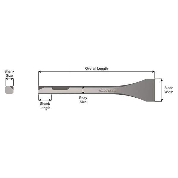 Ajax 397 Chisel, Scaling, 7 in OAL, 1-3/8 in W Blade