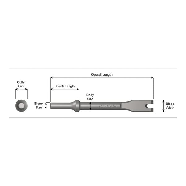 Ajax 914 Spot Weld Breaker Chisel, Rivet Zip Gun, Vee, 6-1/4 in OAL, 3/4 in W Blade