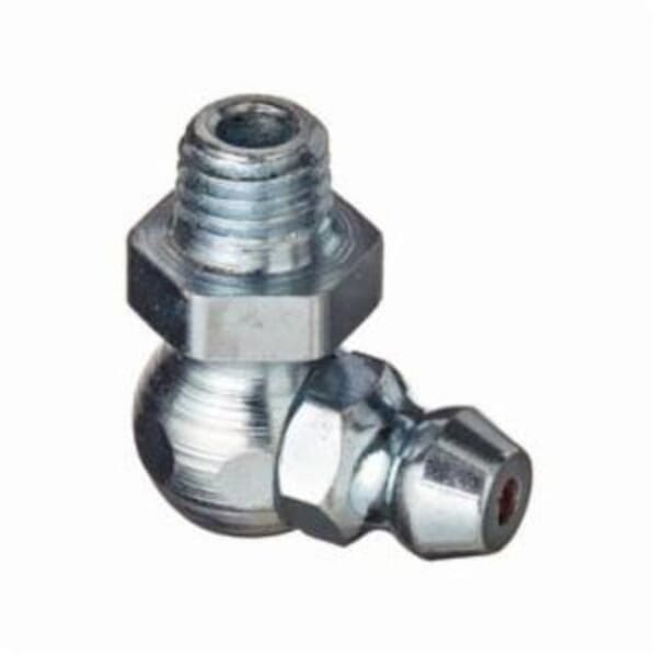 Alemite 1911-B1 90 deg Thread Forming Grease Fitting Zerk, 1/4-28 SAE-LT Male Taper Thread, 3/4 in OAL, 13/64 in L Shank, Steel, Trivalent Zinc Plated