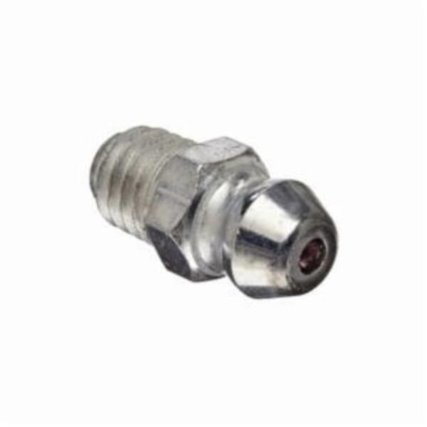 Alemite 2106 Straight Grease Fitting Zerk, M6x1 Male Taper Thread, 19/32 in OAL, 1/4 in L Shank, Steel, Trivalent Zinc Plated
