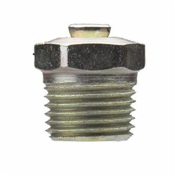Alemite 47200 Relief Fitting, 1/8 in PTF Thread, 1/2 in OAL, 19/64 in L Shank, Steel, Zinc Plated