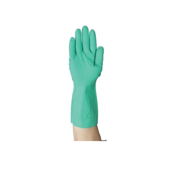 AlphaTec SolVex Anti-Static Latex-Free Silicone-Free Chemical-Resistant Gloves, L, Nitrile, Green, Unlined Lining, 13 in L, Resists: Abrasion, Chemical, Liquid, Puncture and Snag, Unsupported Support, Gauntlet Cuff, 11 mil THK