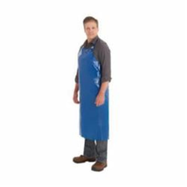 AlphaTec Endurosaf 56-802-45 Medium Duty Bib Apron, 8 to 9 mil Polyurethane, 45 in L x 35 in W, Tie Closure, Resists: Chemical, Abrasion, Oil and Fat