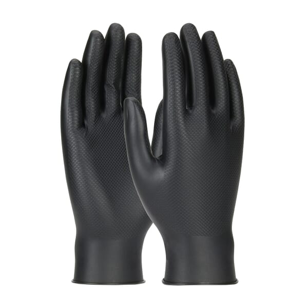 PIP AMBI-DEX GRIPPAZ 67-246/XL Skins Disposable Gloves, XL, Nitrile, Black, 9-1/2 in L, 6 mil THK