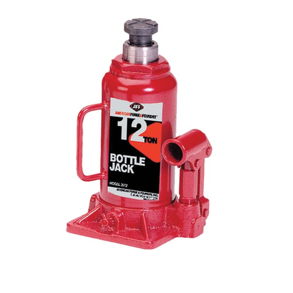 AFF 3512 Heavy Duty Manual Bottle Jack With Machine Hardened Steel Saddles, Centered Pumps and Rams, 12 ton Lifting, 8-1/2 in H Min Lifting, 17 in H Max Lifting, 5-1/2 x 5-1/4 in Base