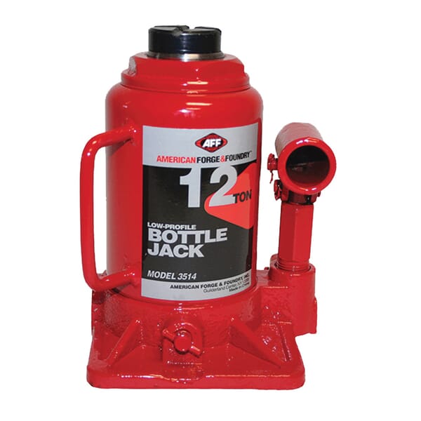 AFF 3514 Heavy Duty Manual Bottle Jack With Machine Hardened Steel Saddles, Centered Pumps and Rams, 12 ton Lifting, 7 in H Min Lifting, 13 in H Max Lifting, 5-1/2 x 5-1/4 in Base