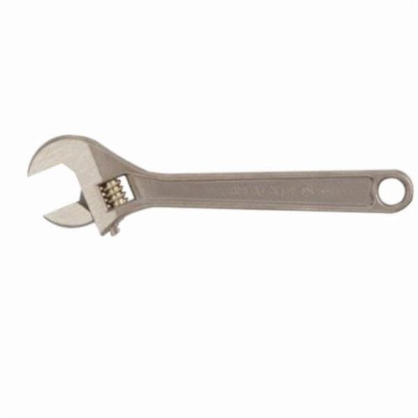 Ampco W-72 Uninsulated Adjustable Wrench, 1-5/16 in, 10 in OAL, Nickel Aluminum Bronze Body, Nickel Aluminum Bronze, Natural