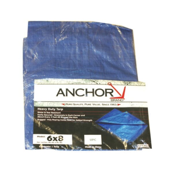 Anchor 0810 Multiple Use Tarp, 5 mm THK, 10 ft L x 8 ft W Finished, Blue, Polyethylene