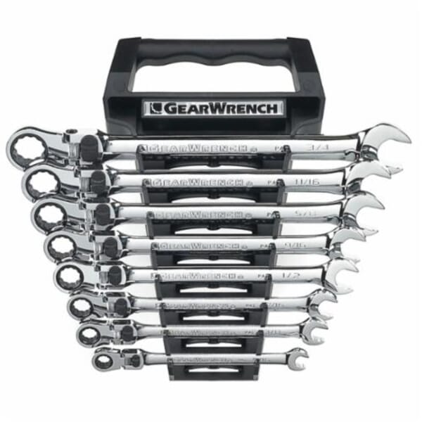 GEARWRENCH 85798 XL Series Extra Long Length Locking Combination Ratcheting Wrench Set, 8 Pieces, 5/16 to 3/4 in