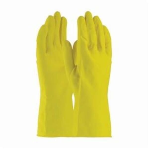 Assurance 48-L212Y/XS 48-L212Y Chemical-Resistant Gloves, XS, Ambidextrous Hand, Yellow, Flock Lining, 11.8 in L, Resists: Acid, Alkalis, Alcohol, Animal Fat, Ketone and Salt, Unsupported Support, Beaded Cuff, 11.8 mil THK