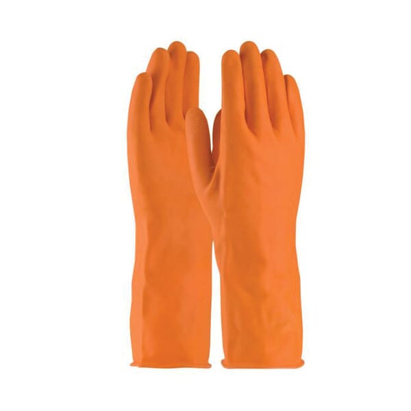 Assurance 48-L302T/XXL 48-L302T Heavy Duty Chemical-Resistant Gloves, 2XL, Ambidextrous Hand, Orange, Flock Lining, 13 in L, Resists: Abrasion, Acid, Alcohol, Alkaline, Caustic, Grease, Ketone, Liquid, Salt and Tear, Unsupported Support, Beaded Cuff