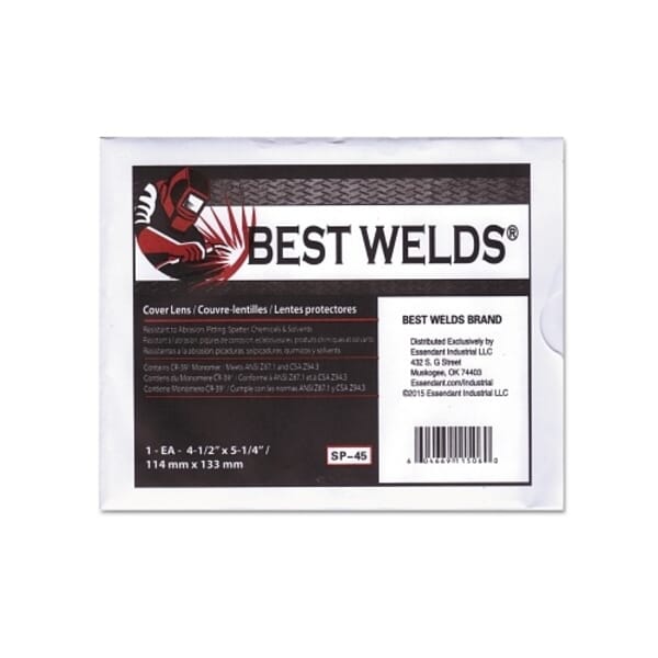 Best Welds SP45 Cover Lens, Clear, CR-39 Plastic, 5-1/4 in H x 4-1/2 in W